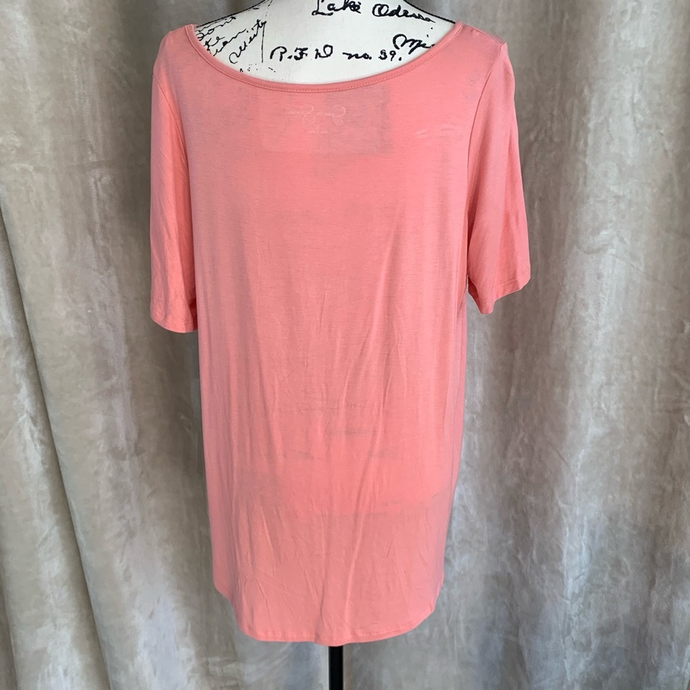Jessica Simpson Coral Cotton Blend Top Soft Scoop Neck Short Sleeve Tee Coral 1X - Picture 8 of 14